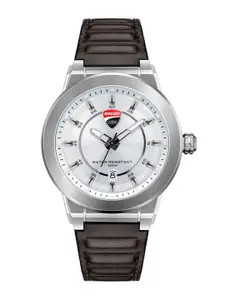 DUCATI CORSE Men Silver-Toned Leather Analogue Watch DTWGB2019302