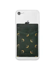Fossil Women Green & Gold-Toned Graphic Printed Leather Card Holder
