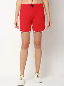 Miaz Lifestyle Women Red Loose Fit Mid-Rise Sports Shorts