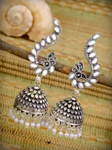 Crunchy Fashion White Contemporary Jhumkas Earrings