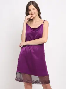 EROTISSCH Purple Satin Baby Doll Nightwear