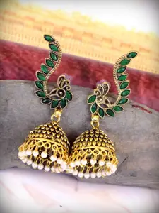 Crunchy Fashion Gold Contemporary Jhumkas Earrings