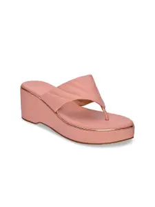 Hydes N Hues Pink Leather Wedge Sandals