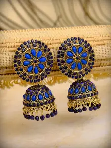 Crunchy Fashion Blue Contemporary Jhumkas Earrings