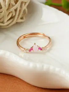 GIVA 925 Sterling Silver Rose Gold Plated Cherry Crown Ring