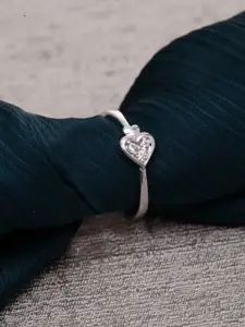 Clara Silver Toned & White CZ Studded Adjustable Finger Ring