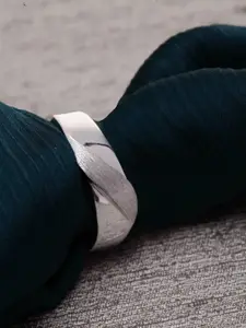 CLARA Sterling Silver Toned Cubic Zirconia Adjustable Finger Ring