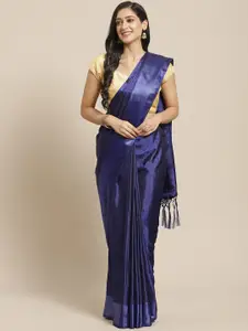 Saree mall Blue Woven Design Satin Sarees