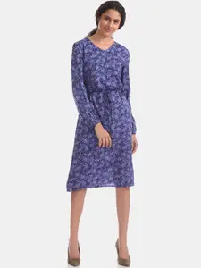 U.S. Polo Assn. U S Polo Assn Blue Printed Ethnic Motifs Dress with Gathered Detail