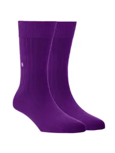SockSoho Men Purple Solid Calf-Length Socks