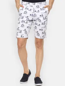 Louis Philippe Sport Men White Conversational Printed Slim Fit Mid-Rise Regular Shorts