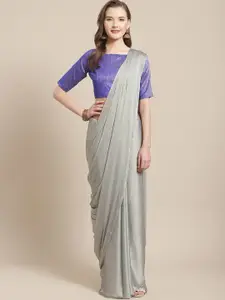 Saree mall Grey Solid Poly Georgette Sarees