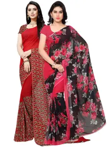 ANAND SAREES Pink & Red Pack Of 2 Floral Saree
