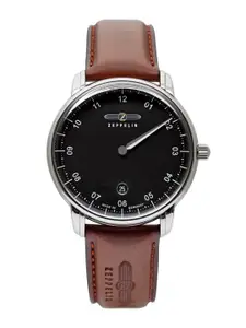 ZEPPELIN Men Black Dial & Brown Leather Straps Analogue Watch