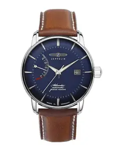 ZEPPELIN Men Blue Dial & Brown Leather Straps Analogue Automatic Motion Powered Watch