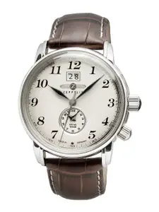 ZEPPELIN Men Beige Skeleton Dial & Brown Leather Straps Analogue Watch