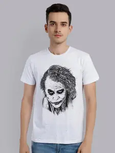 Free Authority Men Off White & Black Printed Joker Raw Edge T-shirt