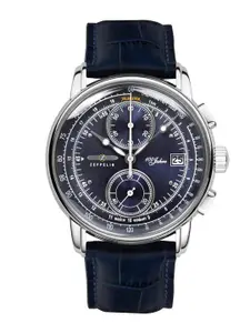 ZEPPELIN Men Blue Dial & Blue Leather Textured Straps Analogue Watch 86703-Blue