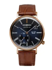 ZEPPELIN Men Blue Dial & Brown Leather Textured Straps Analogue Watch 71373