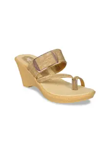 Ajanta Beige Embellished Wedge Sandals