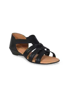 Ajanta Black Wedge Sandals