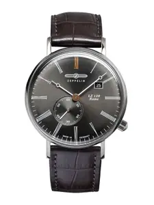 ZEPPELIN Men Grey Dial & Brown Leather Textured Straps Analogue Watch