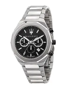 Maserati Men Black Dial & Silver Toned Stainless Steel Analogue Watch R8873642004