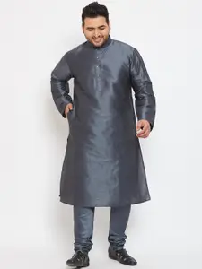 VASTRAMAY Men Steel Grey Kurta With Churidar