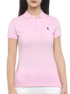 Polo Ralph Lauren Women Pink Polo Collar T-shirt