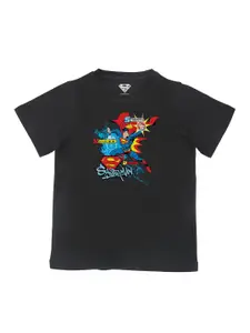 Superman Boys Black Superman Printed T-shirt