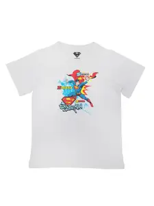Superman Boys White Graphic Printed Casual T-shirt