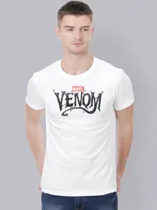 Free Authority Men White Marvel Venom Printed Cotton Pure Cotton T-shirt