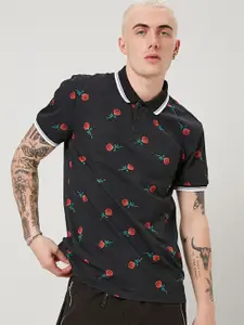 FOREVER 21 Men Multi Floral Printed Polo Collar T-shirt