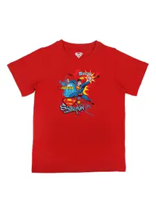 Superman Boys Red Superman Printed T-shirt