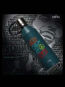 HOOM Green & Orange Printed Stainless Steel Water Bottle
