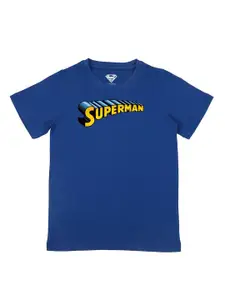 Superman Boys Royal Blue Superman Printed  Pure Cotton T-shirt