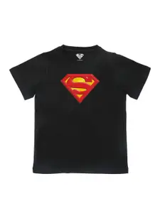 Superman Boys Black Printed Pure Cotton T-shirt