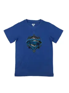 Superman Boys Blue Graphic Printed T shirt