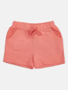 Pantaloons Junior Girls Coral Mid-Rise Pure Cotton Shorts