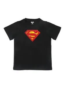 Superman Boys Black Printed Pure Cotton T-shirt