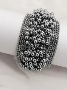 TEEJH Oxidised Silver-Plated Ghungroo-Studded Bangle
