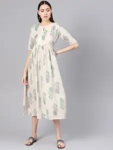 GERUA Cream Cotton Empire Midi Dress