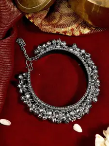 TEEJH Women Silver German Silver Oxidised Ghungroo Bangle-Style Bracelet