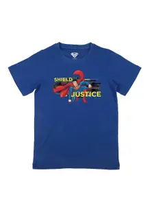 Superman Boys Royal Blue Superman Printed Pure Cotton T-shirt