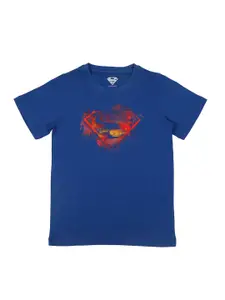 Superman Boys Blue Superman Printed Pure Cotton T-shirt