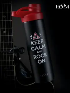 HOOM Black & Red Printed Stainless Steel Flask Water Bottle 500 Ml