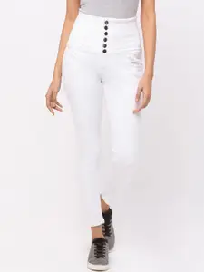 ZOLA Women White Solid Slim Fit High Rise Jeans