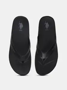U.S. Polo Assn. U S Polo Assn Men Black & Grey PU Comfort Sandals