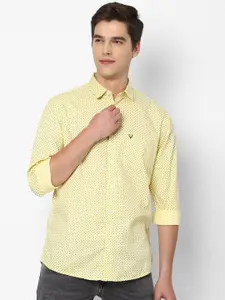 Allen Solly Men Yellow Slim Fit Printed Cotton Casual Shirt