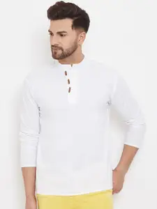 even Men White Dobby Solid Kurta